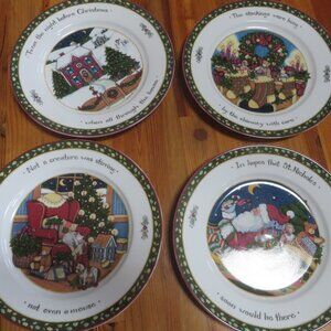"The Night Before Christmas" Susan Winget china dinner service for 4
